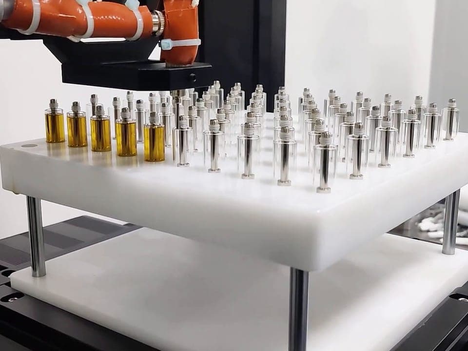 Vape cartridges in a filling machine